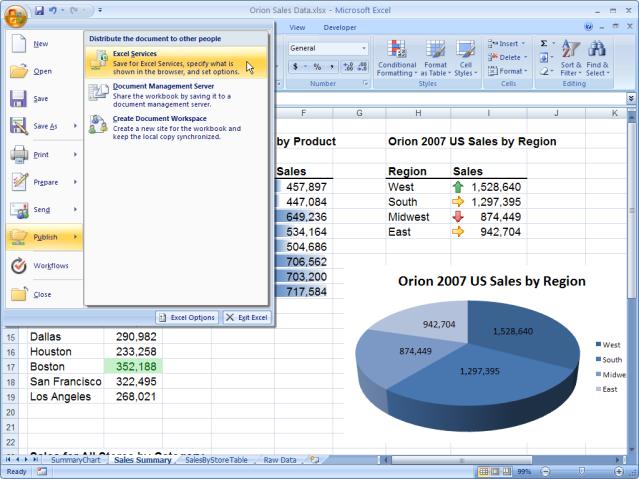 Excel taulukot palvelimella 2007 Office ja Office SharePoint Server 2007 Taulukon luominen - Excel 2007 Business Intelligence Taulukon julkaisu raporttikirjastoon Määrittele taulukon näkymä