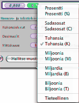 Kun valitset Tämä numero näkyy seuraavasti Desimaalit ja Näytä loppunollat ja asetat Numeroiden määrän arvoon 6 Murtoluvut ja valitset Kaksinumeroinen (23/24) vaihtoehdon Murtoluvut ja valitset