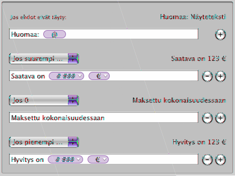 Ehtojen liittäminen muokattuun numeromuotoon Liittämällä ehtoja muokattuun numeromuotoon voit vaihdella taulukon solun esitysominaisuuksia sen perusteella, mitä soluun on syötetty.