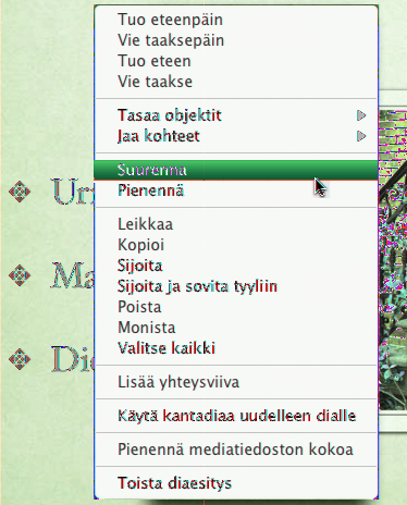 mm Tekstin väri ponnahdusvalikosta voit valita tekstin värin. mm Voit valita kappaleen taustavärin Dokumentin väri ponnahdusvalikon avulla.