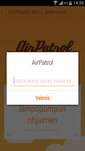 Mikäli QR-koodin skannaus epäonnistui: AirPatrol WiFin kytkentä 1.