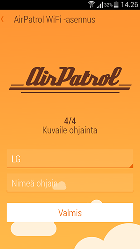 AirPatrol WiFin kytkentä 4 Tiedot Viimeisessä vaiheessa sinua pyydetään