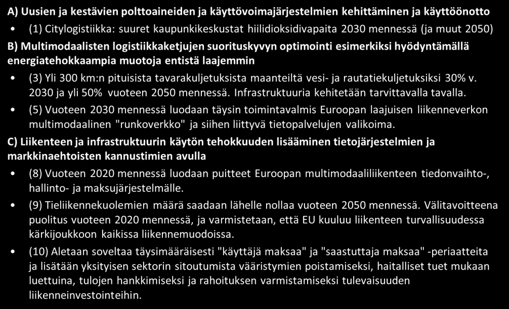 6 KOHTI INTERMODAALISTA JA KESTÄVÄÄ KULJETUSJÄRJESTELMÄÄ Tässä osiossa käsitellään kestävää ja vastuullista kuljetusketjua ja erityisesti logistiikkakeskusten roolia tällaisen kehityskulun