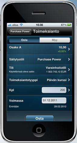 Sijoitukset Mobiilipankissa Kaupankäynti Mahdollisuus käydä arvopaperikauppaa 18 eri markkinalla ja Danske Invest Rahastoyhtiön hallinnoimilla rahastoilla. Etsi arvopaperi nimellä tai ISIN-koodilla.