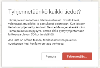 Turvaominaisuudet Etäpaikannus, lukitus ja tyhjennys voi vaatia paikannuksen ym. asetusten tekemistä etukäteen harjoittele!