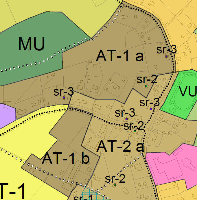 Rakentaminen kyläalueilla: AT- alueet Kaavan tavoite on osoittaa lisää rakennuspaikkoja asumiseen Sälinkään keskustassa ja muilla keskeisillä alueilla.