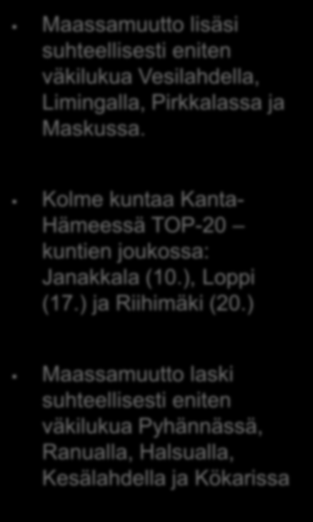 Kolme kuntaa Kanta- Hämeessä TOP-20 kuntien joukossa: Janakkala (10.), Loppi (17.