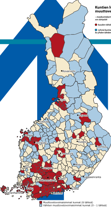 Timo Aro 2011 Kuuden tähden kunnat eli ne kunnat, joissa kaikki muuttoliikkeen kuusi määrällistä ja laadullista mittaria ovat positiivisia