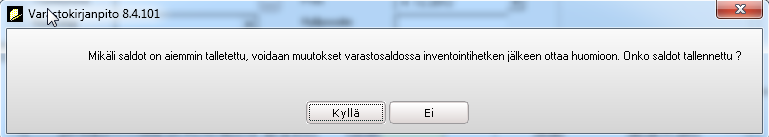 Vaadi määrä -option ollessa valittuna saat huomautuksen yrittäessäsi tallentaa tapahtumaa ilman saldoa. 3.1.