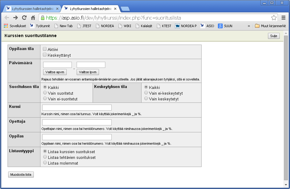 Suoritusseurannan rajausruutu