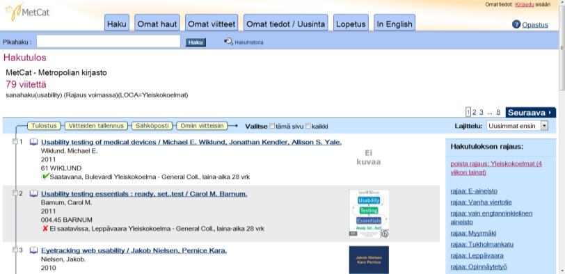 MARC-formaatti Tiedon läpinäkyvyys Tiedon selausmahdollisuus Tiedonhaun tukeminen Yksinkertainen vs.