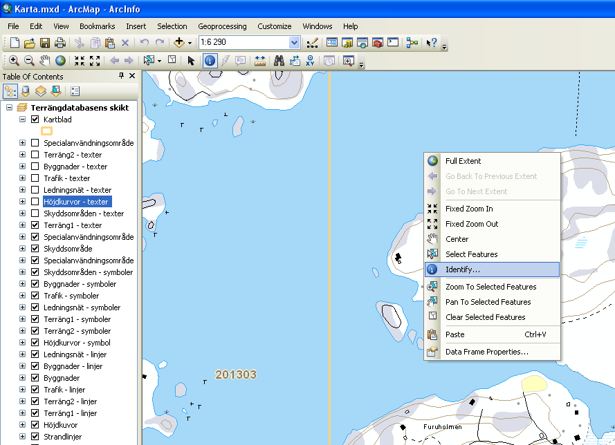41 8.3. Info työkalun käyttö Jokainen kerros karttatasossa sisältää ominaisuustietoja, joita on mahdollista tarkastella suoraan kartan tai taulukon kautta.