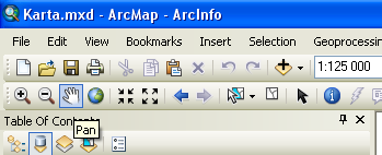 62 9.3. Kartan liikuttaminen Kuva 66. Klikkaa vasemmalla yläreunassa käden kuvaa Pan.