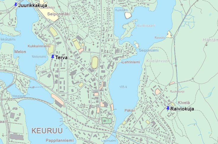 11 Rakennuspaikkoja Keuruulla on tarjota, niin pientalo, kuin kerros- ja rivitalorakentajillekin. Pientalotontteja on tarjolla usealta asuinalueelta.