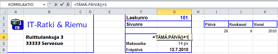 Hyväksy tehdyt muutokset napsauttamalla OK-painiketta. Harjoitustiedosto: Lomakeobjektit.xlsx Muuttuvan aika-arvon tuottaminen Päivämäärä- ja aikafunktioita Nyt() (Now) ja Tämä.