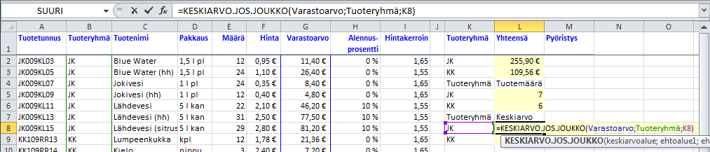 Määrän laskeminen Laske() (Count ), Laske.A() (CountA), Laske.Tyhjät() (Count- Blank), Laske.Jos() (CountIf) ja Laske.Jos.Joukko() (CountIfS) -funktioilla palautat lukujoukon lukujen tai arvojen määrän.