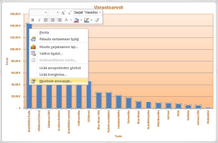 Pylväiden etäisyys toisistaan Muuta seuraavaksi pylväiden leveyttä siten, että pylväiden etäisyys toisistaan pienenee.