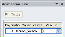 Kotiope Aarno Hyvönen p. 045 349 05 99 12/13 Äänen käynnistyminen automaattisesti Klikkaa lisätty kuvaobjekti aktiiviseksi ja klikkaa sitten animaatiot-valintanuha auki.