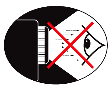 Käyttöhuomautus Silmiin liittyvät turvallisuusvaroitukset Vältä aina katsomasta suoraan projektorin säteeseen. Ole selin säteeseen niin paljon kuin mahdollista.