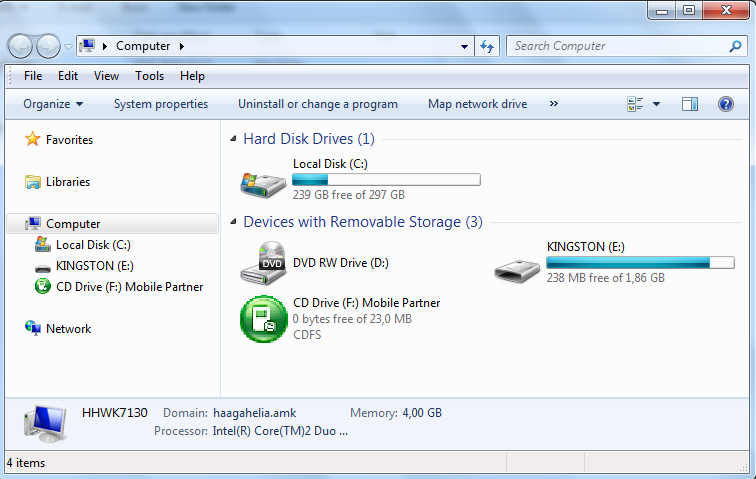 Windows 7 18 napsauta Start (Käynnistä) painiketta hiiren oikealla painikkeella ja valitse Explore (Resurssienhallinta).