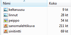 Windows 7 22 Sarakkeiden leveyden muuttaminen Sarakkeiden leveyttä voi muuttaa vetämällä sarakeotsikkorivillä sarakkeen oikeasta reunasta.