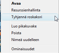 Windows 7 29 Roskakorin tyhjentäminen Haku kansiosta 1. Avaa roskakori 2.