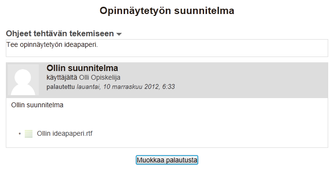 60 11. 6.13.2 Arviointi-vaihe Heti kun yksi opiskelija on palauttanut tehtävän, opettaja voi määrittää, ketkä muut opiskelijat voivat nähdä palautuksen ja arvioida sen.