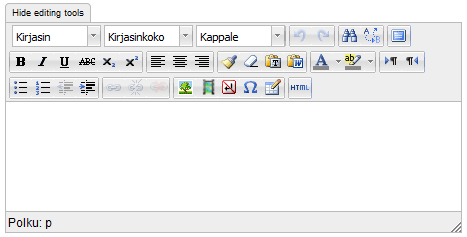 1.5 HTML-editorin käyttäminen Moodlessa käytetään tekstin kirjoittamiseen yleensä HTML-editoria, jolla tekstiin voi tehdä muotoiluja.