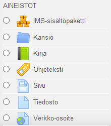 2.1.2 Aineisto- ja aktiviteettilinkkien järjestely Kun olet lisännyt kurssillesi aineistoja tai aktiviteetteja, näytetään ne linkkeinä sisältöosioissa.