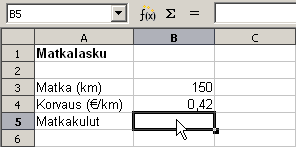 3.1 Peruslaskutoimitukset Tämän sivun esimerkissä näytetään miten kahden luvun kertolaskukaava laaditaan.