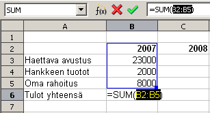 3.2 Rivi- ja sarakesummat Taulukkolaskennan tavallisimpia kaavoja on rivi- ja sarakesummat.