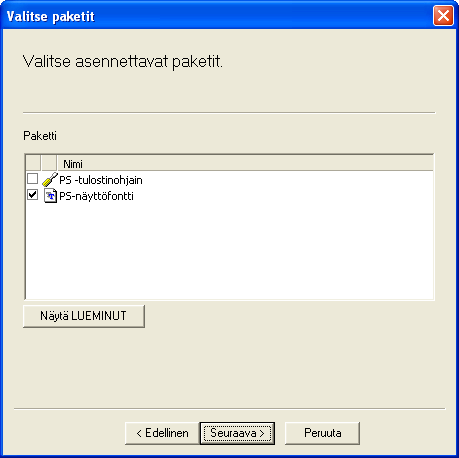 OHJELMISTON ASENTAMINEN PS NÄYTTOFÖNTTIEN ASENNUS PS tulostinajurin käyttämät fontit sisältyvät PS3 kirjoitinliitännän (AR-PK) mukana tulleeseen "PRINTER UTILITIES" CD-ROM:iin.