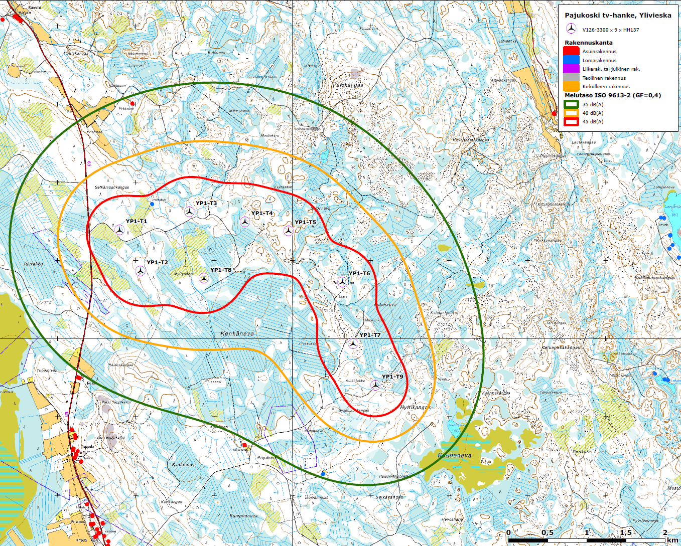 FCG SUUNNITTELU JA TEKNIIKKA OY KAAVASELOSTUS 62 (74) Ehdotusvaiheen tarkennettu melu- ja varjostusmallinnus Kaavan ehdotusvaiheessa melumallinnusta tarkennettiin siten, että vaikutuksia tutkittiin