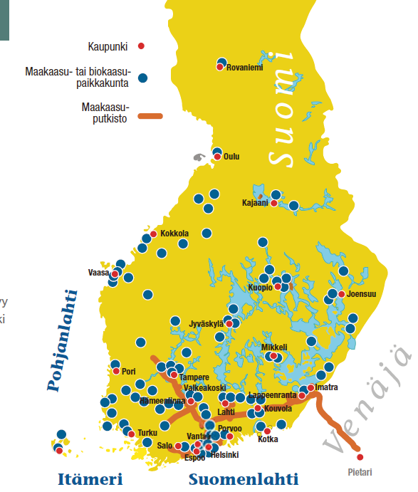 Tankkausasemaverkosto kehittyy nopeasti kaasuverkon alueella, mutta biokaasun myötä tankkausasemaverkosto laajentuu myös kaasuverkon ulkopuolelle.