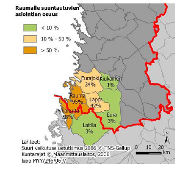 Kaupan palvelut Rauman kaupan nykytilanne Rauman vetovoima-alue.