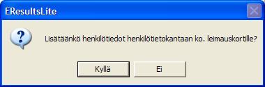 Ohjelmaan aukeaa ikkuna, johon syötetään suunnistajan nimi muodossa Sukunimi Etunimi. Muilla ikkunan tiedoilla ei tässä ole merkitystä, eikä niitä pidä muutella.