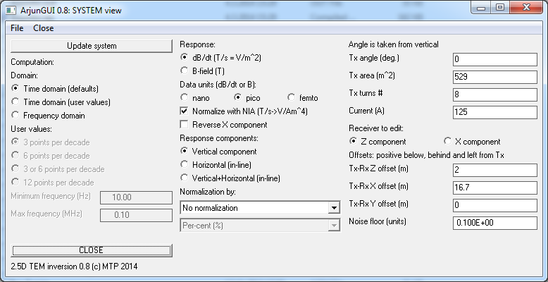 GEOLOGIAN TUTKIMUSKESKUS 10 Kuva 2.3. System GUI ikkuna.