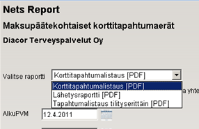 3.4 MAKSUPÄÄTEKOHTAISET KORTTITAPAHTUMAERÄT Maksupäätekohtaiset korttitapahtumaerät kertovat yksittäisten maksupäätteiden osuuden lähetyseristä ja niissä olevien valitulla päätteellä tehtyjen