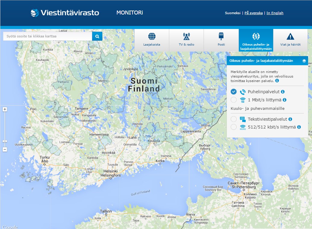 6 (10) Kuva 1. Ruudunkaappaus karttanäkymästä (helmikuu 2015).