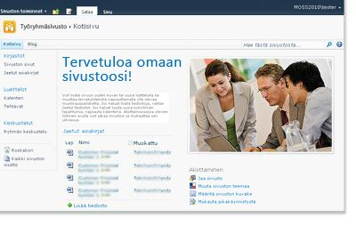 SharePoint-sivuston osat Sivusto on ryhmä toisiinsa liittyviä verkkosivuja, joissa työryhmä voi työstää projekteja, järjestää kokouksia ja jakaa tietoja.