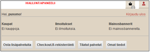 HALLINTAPANEELI JA VERKKOMAKSUPALVELUN KÄYTTÖÖNOTTO A. Hallintapaneeli Kirjaudu Punomoon omilla tunnuksillasi (ellet ole vielä rekisteröitynyt, tee se ensin).