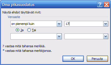 b) Taulukkolaskenta /Tarja Heikkilä c) Valitse Tiedot-välilehdellä Suodata ja avaa sen jälkeen Veroprosentti-sarakkeen nuolinäppäimellä: 27.