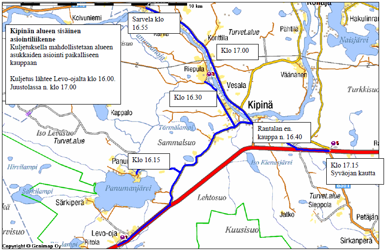 Pudasjärvi linjaliikenne, palveluliikenne ja kutsuohjattu palveluliikenne Pudasjärvellä ajetaan linjaliikennettä kahdella reitillä ( koulupäivinä maanantai perjantaina).