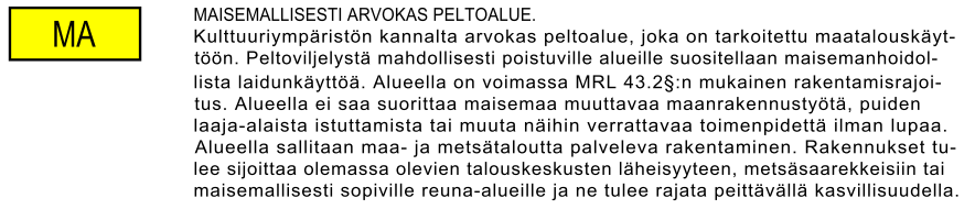 76 Maa- ja metsätalousalueet Pudasjärven kirkkomaisemassa sijaitsevat maisemapellot on osoitettu säilytettäviksi merkinnällä MA.