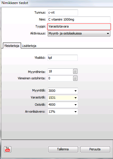 Varasto 114 Tunnus tunnuksessa voi olla sekä numeroita että kirjaimia. Tunnuksen pituus on korkeintaan 8 merkkiä.