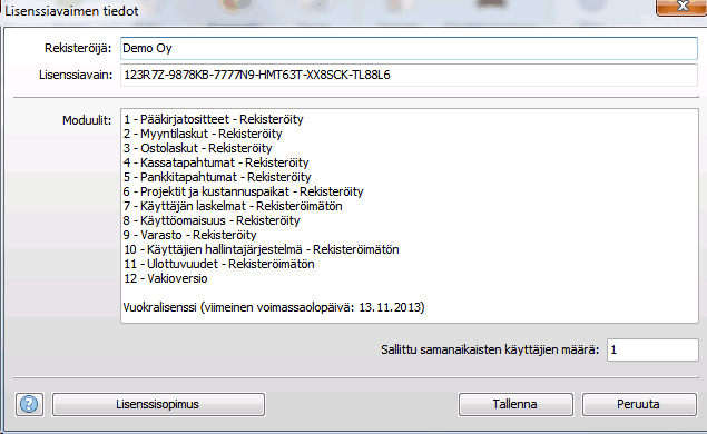 Ohje 142 Helpoin tapa lisätä lisenssiavain on kopioida avain suoraan lähetetystä sähköpostiviestistä. Valitse käyttäjätunnus ja lisenssiavain viestistä (tai koko viesti).