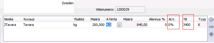 29... Euroopan unionin sisäisten myyntilaskujen laadinnassa nimikehakemistoon voidaan lisätä erikseen nimikkeet, joiden arvonlisävero on 0 %.