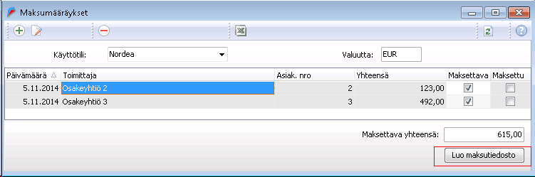 47 Jos haluat luoda maksumääräyksen, napsauta ruudun alaosassa olevaa Kuvaus-riviä. Kirjoita selitykseksi toimen sisältö (esim.