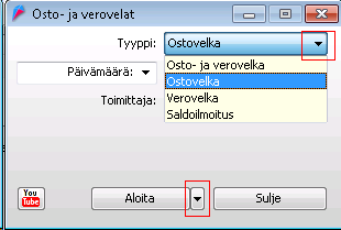 Osto 78 kirjauksella tallennetuista maksuvelvoitteista sekä selvittämättömistä pankin ja kassan ikkunassa syötetyistä ennakkomaksuista.