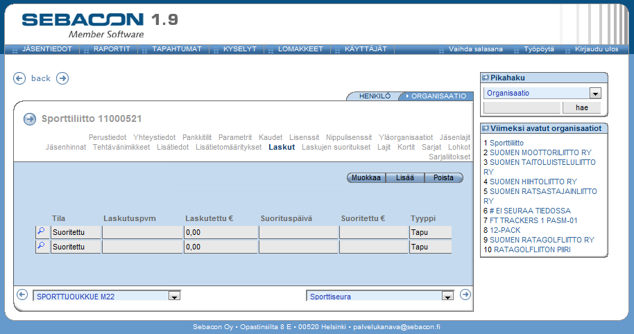 Lisätiedon lisääminen organisaatiolle Kun lisätietomääritykset on tehty, voit lisätä määritysten mukaisen lisätiedon organisaatiolle.